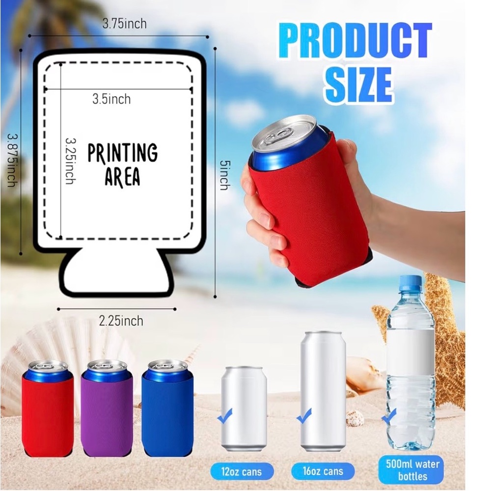 2 Foam Can Cooler Koozie any color with your QR code personalized customer gifts - Picture 3 of 5